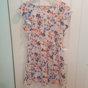 Floral flutter sleeve dress